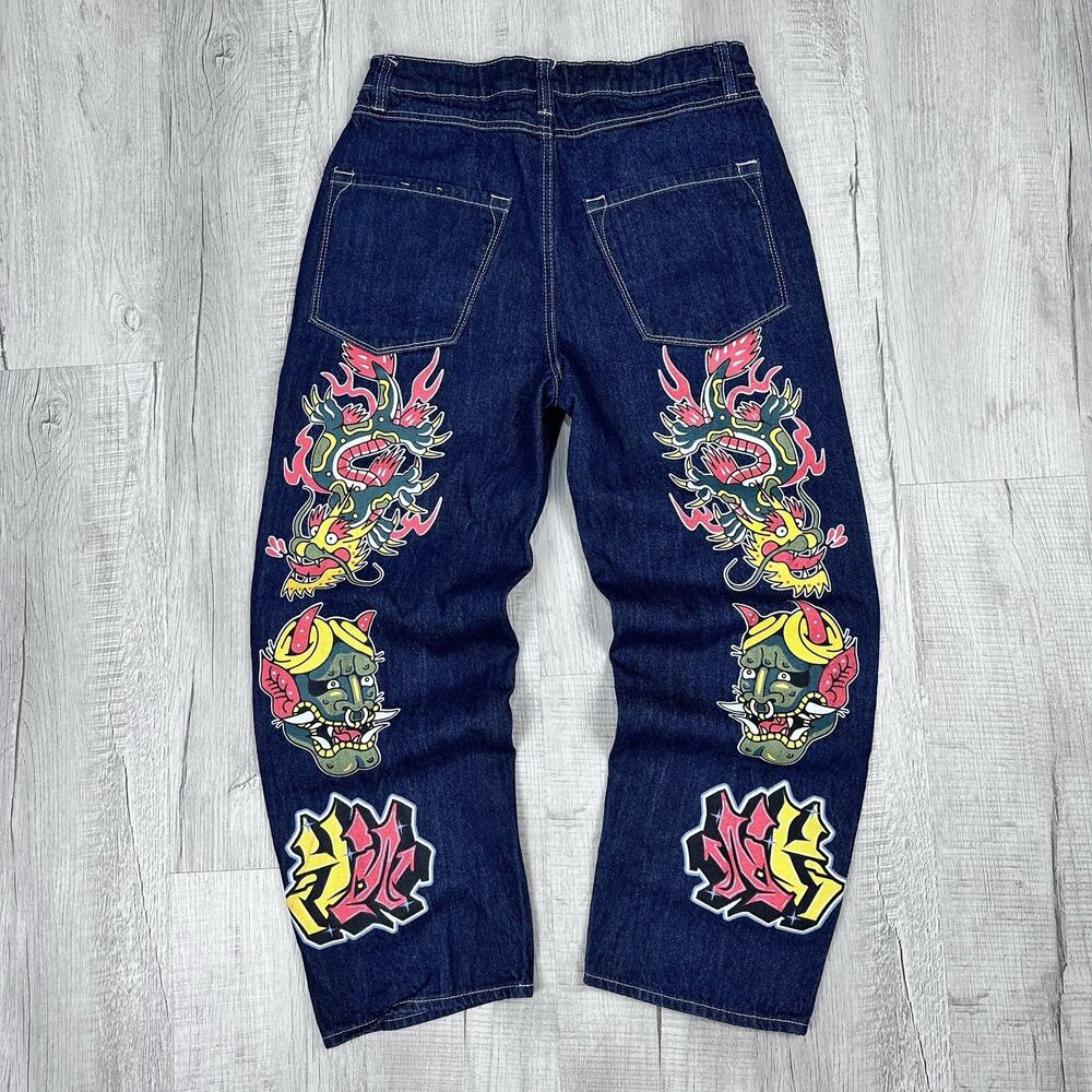 Ninth Hall Ambush Jeans Men's 30x27 Blue Denim Baggy Dragon Art Y2K Streetwear